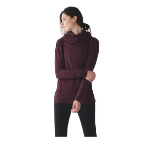 Lululemon Stress Less Hoodie Heathered Bordeaux Drama size 12